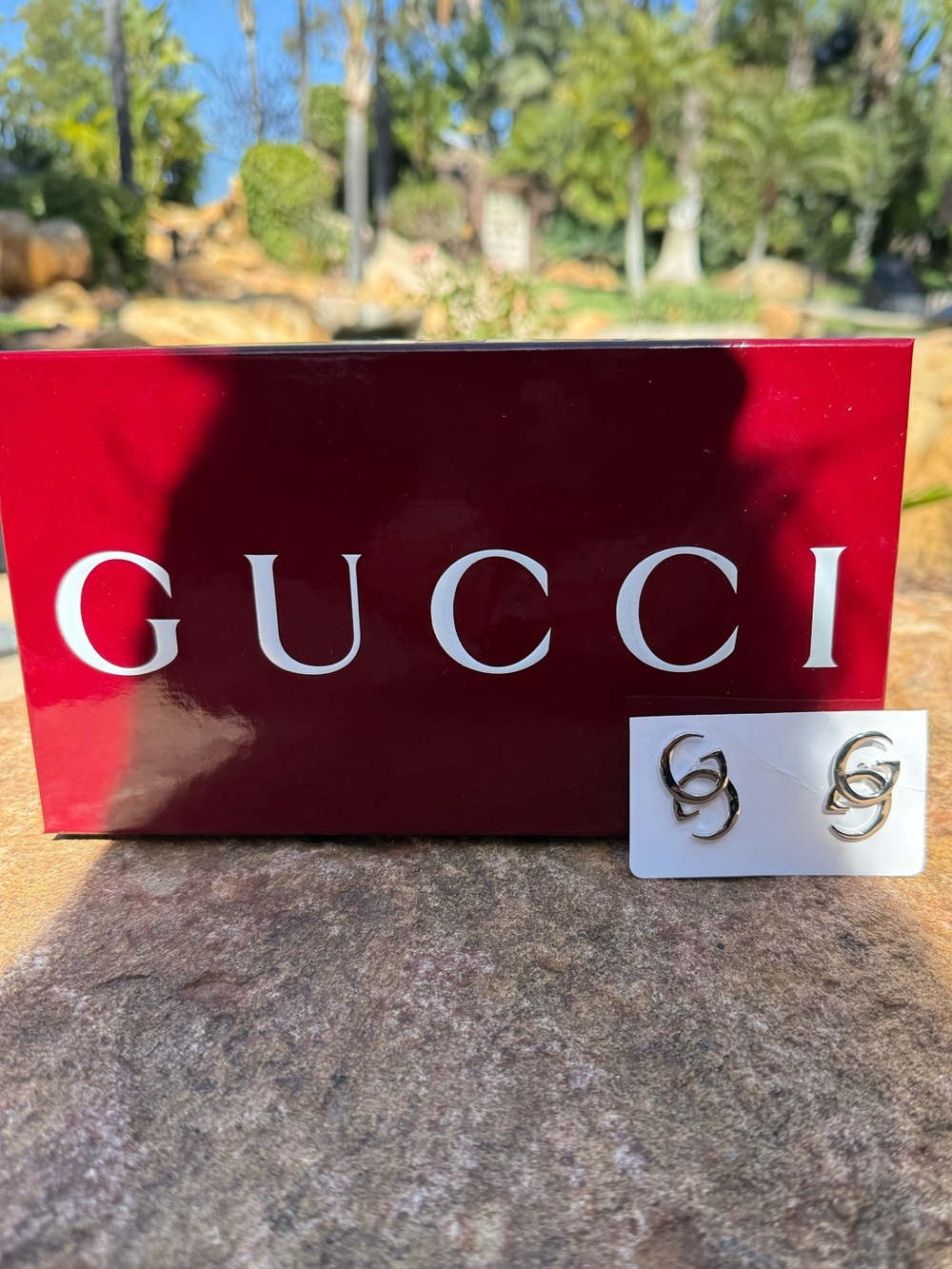 Genuine vintage GUCCI  Interlocking G Silver Stud pierced Earrings